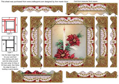 Christmas Candle 1a Spiral Wavy Edge Card Front