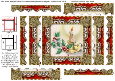 Christmas Candle 2a Spiral Wavy Edge Stacker Card Front