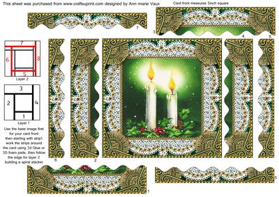 Christmas Candle 3a Spiral Edge Stacker Card Front