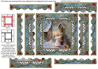 Christmas Choirboy Knocking 2 Spiral Wavy Edge Card Front