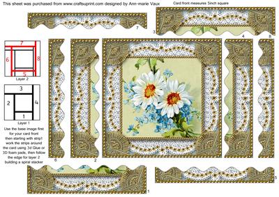 Daisy Forget-me-knots Spiral Wavy Edge Stacker Card Front