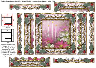 Pink Poinsettias 2 Spiral Wavy Edge Stacker Card Front