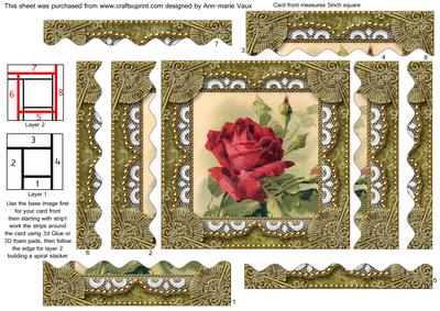 Red Roses 2 Spiral Wavy Edge Stacker Card Front