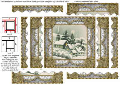 Christmas Village 2 Spiral Wavy Edge Stacker Card Front