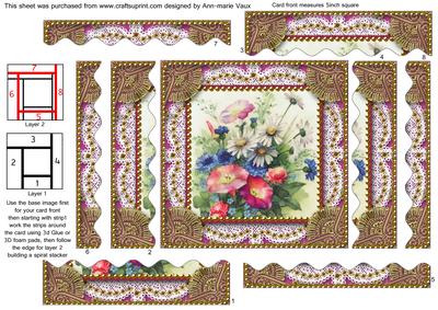 Wildflowers Spiral Wavy Edge Stacker Card Front