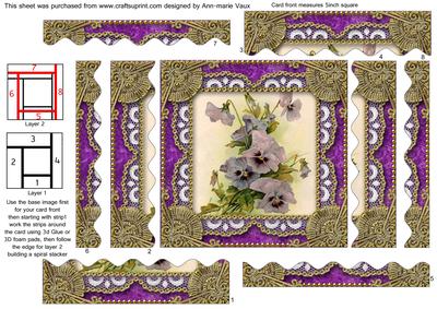 Purple Pansies 2 Spiral Wavy Edge Stacker Card Front