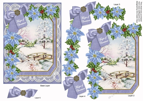 Snow Scene Magic of Christmas 7x5in Fancy Lace Step by Step