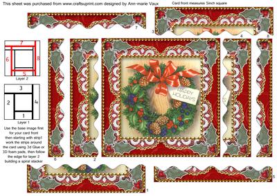 Christmas Wreath Spiral Wavy Edge Stacker Card Front