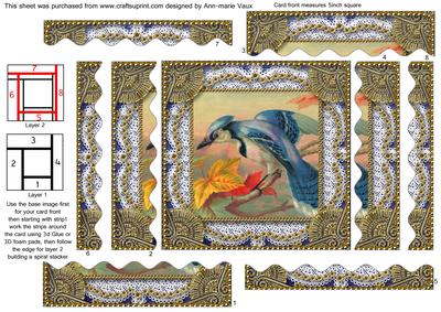 Kingfisher 2 Spiral Wavy Edge Stacker Card Front