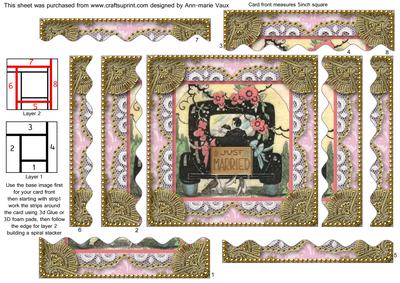 Just Married Car Spiral Wavy Edge Stacker Card Front