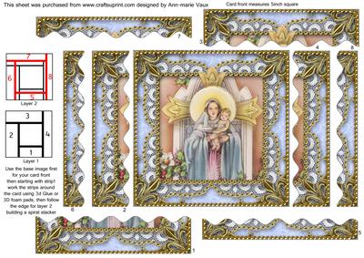 Mary Baby Jesus Spiral Wavy Edge Stacker Card Front