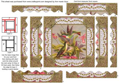 Tropical Birds Spiral Wavy Edge Stacker Card Front