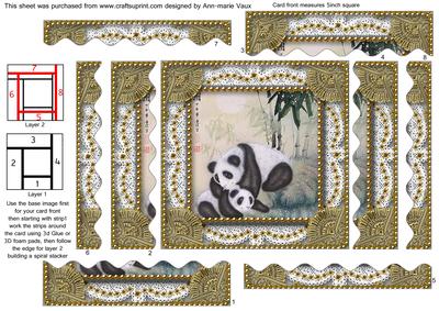 Oriental Pandas 2 Spiral Wavy Edge Stacker Card Front