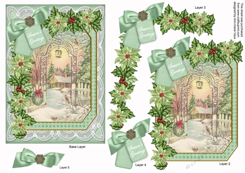 Winter Garden Seasons Greetings 7x5in Fancy Lace Step by Step