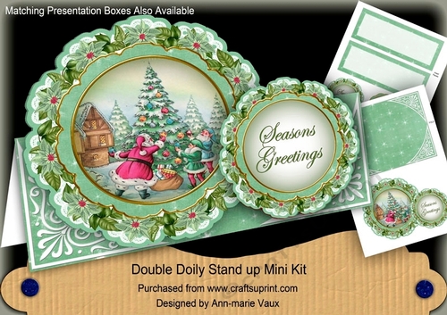 Christmas Santa Seasons Greetings Double Lace Doily Mini Kit