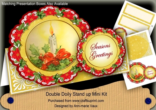 Christmas Candle Seasons Greetings Double Lace Doily Mini Kit