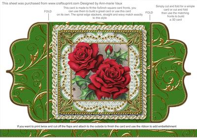 Beautiful Red Roses 1 Lace Bracket Wrap Card