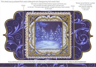 Blue Christmas Trees Lace Bracket Wrap Card