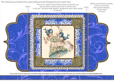 Christmas Blue Tit Bell Lace Bracket Wrap Card
