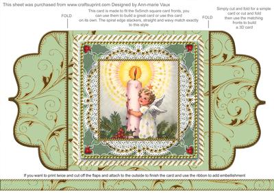 Christmas Candle Angel 1 Lace Bracket Wrap Card