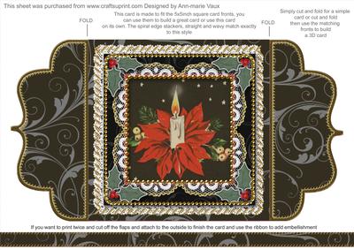 Christmas Candle Bouquet 1 Lace Bracket Wrap Card