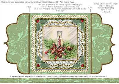 Christmas Candle Lantern 1 Lace Bracket Wrap Card