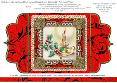 Christmas Candle Lace Bracket Wrap Card