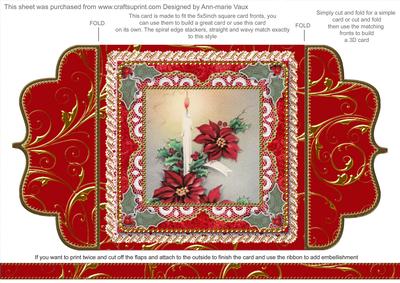 Christmas Candle 1 Lace Bracket Wrap Card