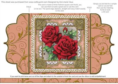 Beautiful Red Roses 2 Lace Bracket Wrap Card