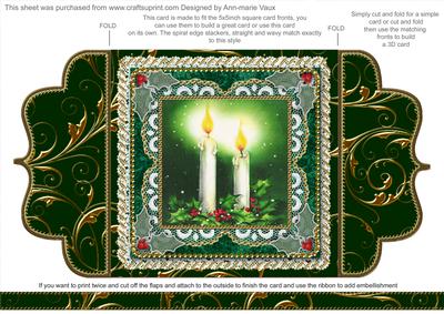 Christmas Candle 3 Lace Bracket Wrap Card