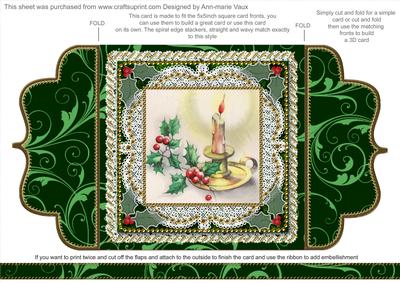 Christmas Candle 2 Lace Bracket Wrap Card