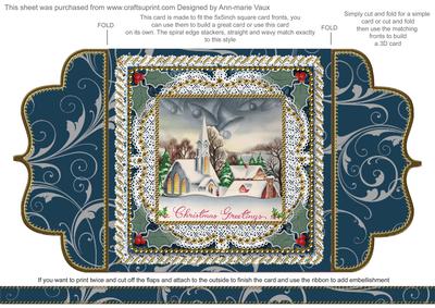 Christmas Church 1 Lace Bracket Wrap Card