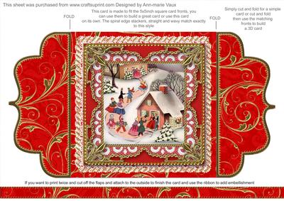 Christmas Party House 1 Lace Bracket Wrap Card