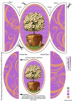 Purple Blossom Bush Round Gatefold Card & Topper