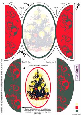 Christmas Tree Round Gatefold Card & Topper