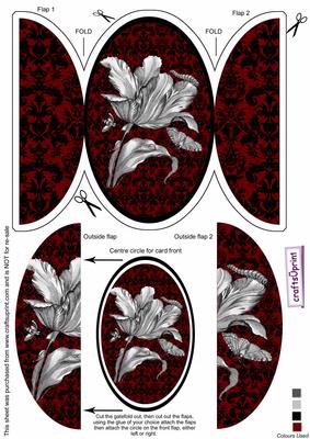 Black Tulip Round Gatefold Card & Topper