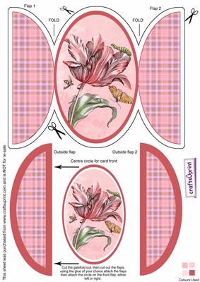 Pink Tulip Round Gatefold Card & Topper