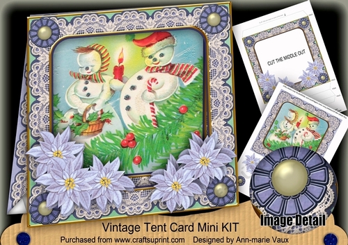 Snow Couple Vintage 7inch Tent Card Mini Kit