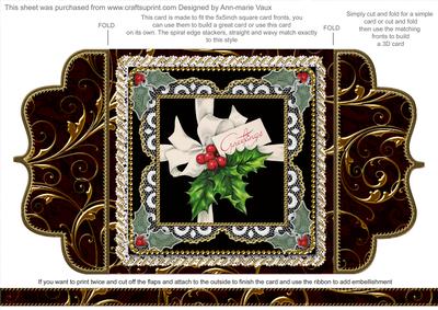 Holly Greetings 1 Lace Bracket Wrap Card
