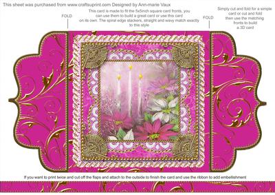 Pink Poinsettia 1 Lace Bracket Wrap Card