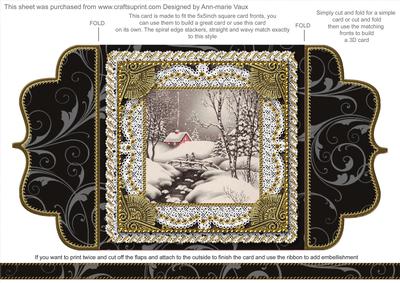 Christmas Snow Scene Lace Bracket Wrap Card