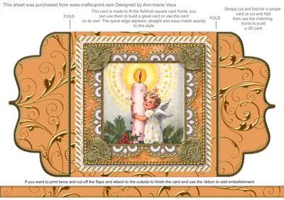 Christmas Candle Angel 2 Lace Bracket Wrap Card