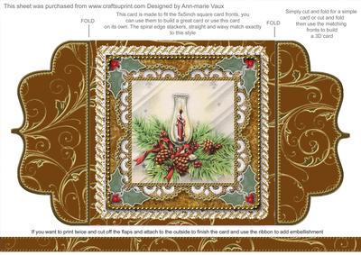 Christmas Candle Lantern 2 Lace Bracket Wrap Card
