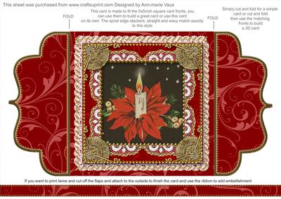 Christmas Candle Bouquet 2 Lace Bracket Wrap Card
