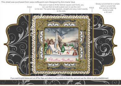 Christmas Church 2 Lace Bracket Wrap Card