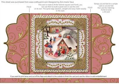 Christmas Party House 2 Lace Bracket Wrap Card
