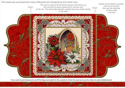 Christmas Poinsettia Window Lace Bracket Wrap Card