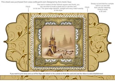 Christmas Snow Steeple Lace Bracket Wrap Card