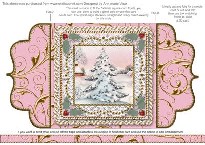Christmas Snow Tree Lace Bracket Wrap Card