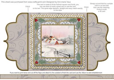 Christmas Snow Village Lace Bracket Wrap Card